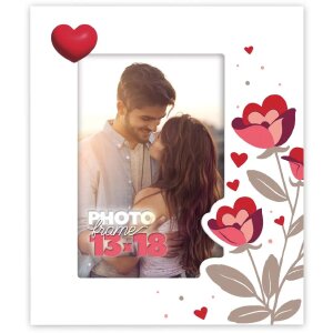 ZEP Деревяна рамка для фото Жизель 10x15 см білі квіти серця