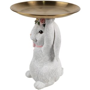 Clayre & Eef Украшение Кролик с миской Белое золото...