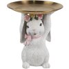 Clayre & Eef Украшение Кролик с миской Белое золото Ø 21 см Полирезин
