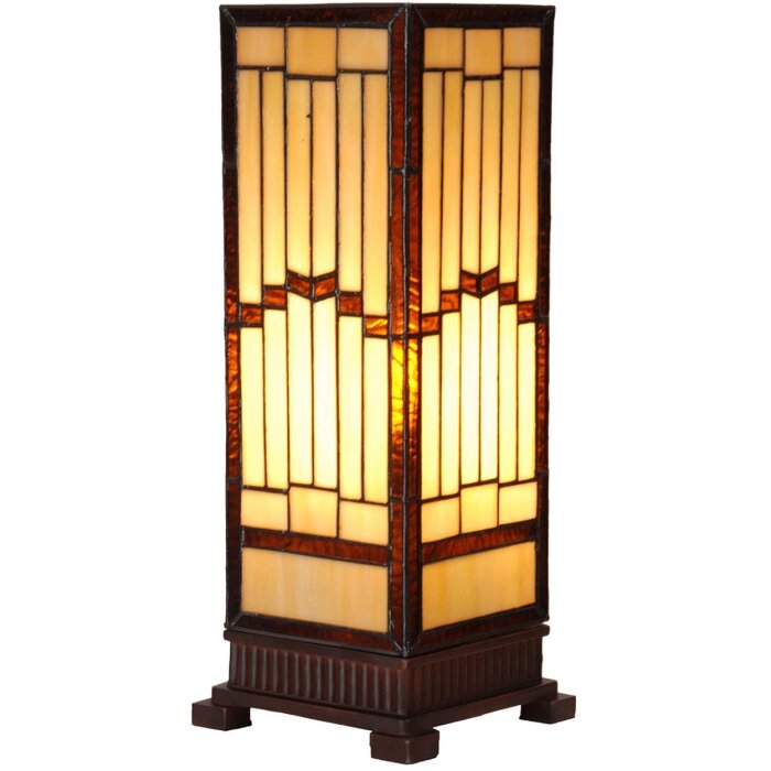LumiLamp 5LL-6358 Настольная лампа Тиффани бежево-коричневая 17x17x44 см E27 стекло полирезин