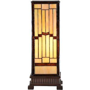 LumiLamp 5LL-6358 Настольная лампа Тиффани бежево-коричневая 17x17x44 см E27 стекло полирезин
