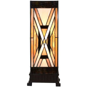 LumiLamp 5LL-6359 Tiffany Настільна лампа коричнево-бежева 17x17x44 см E27 40W