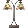 Настільна лампа LumiLamp 5LL-6368 Tiffany коричнево-синя 48x19x57см E27 2x60Вт