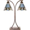 Настільна лампа LumiLamp 5LL-6368 Tiffany коричнево-синя 48x19x57см E27 2x60Вт