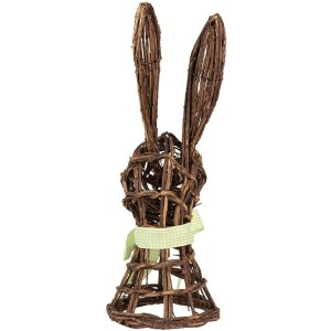 Декоративний ротанг Clayre & Eef кролик 17x17x40 см з бантом в стилі кантрі