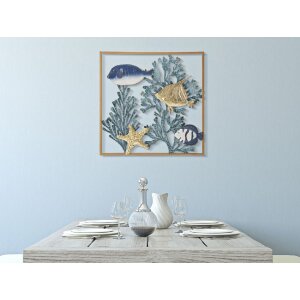 Настінне панно Mauro Ferretti риба 50.2x3.8x50.2 см синє золото