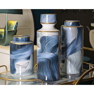Ваза Mauro Ferretti Elegant Ø 15x24 см синє золото з кришкою