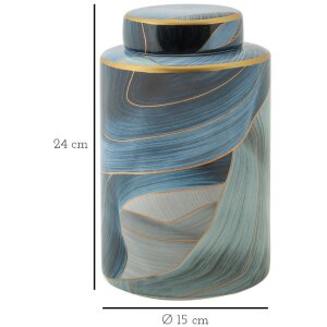 Ваза Mauro Ferretti Elegant Ø 15x24 см синє золото з кришкою