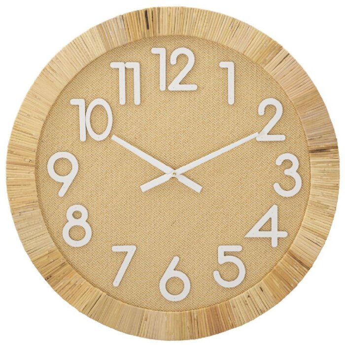 Настінний годинник Mauro Ferretti Boho Plus Ø 60x4,5 см, натуральний білий колір