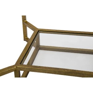Приставний столик Mauro Ferretti Double Marble 47x47x60 см золото-білий
