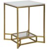 Приставний столик Mauro Ferretti Double Marble 47x47x60 см золото-білий