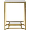 Приставний столик Mauro Ferretti Double Marble 47x47x60 см золото-білий