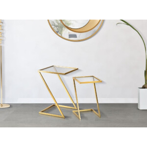 Mauro Ferretti Beistelltische Z 2er Set 40x40x60 und 30x30x50 cm gold