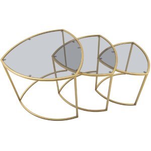 Приставний столик Mauro Ferretti Трикутник набір з 3 штук Ø 60x50-50x45-40x40 см золото
