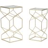 Mauro Ferretti Набор приставных столиков Glassy 2шт 31,5x31,5x68 и 28x28x64 см золото