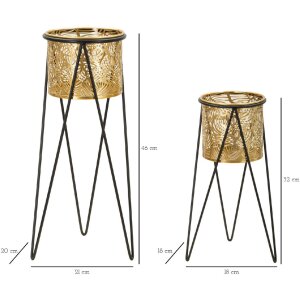 Mauro Ferretti Drak подставка для цветов комплект из 2 штук 21x20x46 и 18x18x32 см черное золото