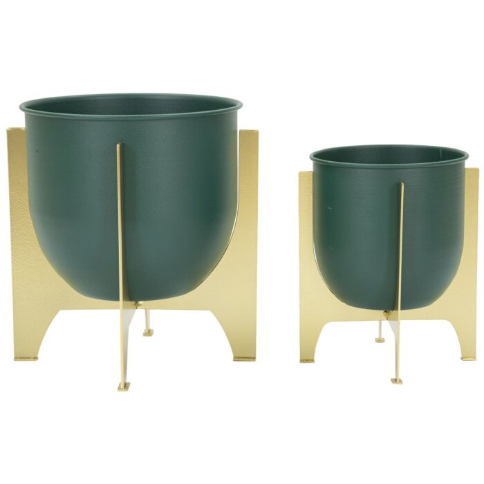Mauro Ferretti подставка для цветов Grent Shet Set 2-piece Ø 24,5x26-19x21 см зеленое золото