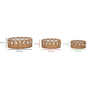 Mauro Ferretti Набор подносов Fuji из 3 частей Ø 50x16-40x14-30x12 см коричневый