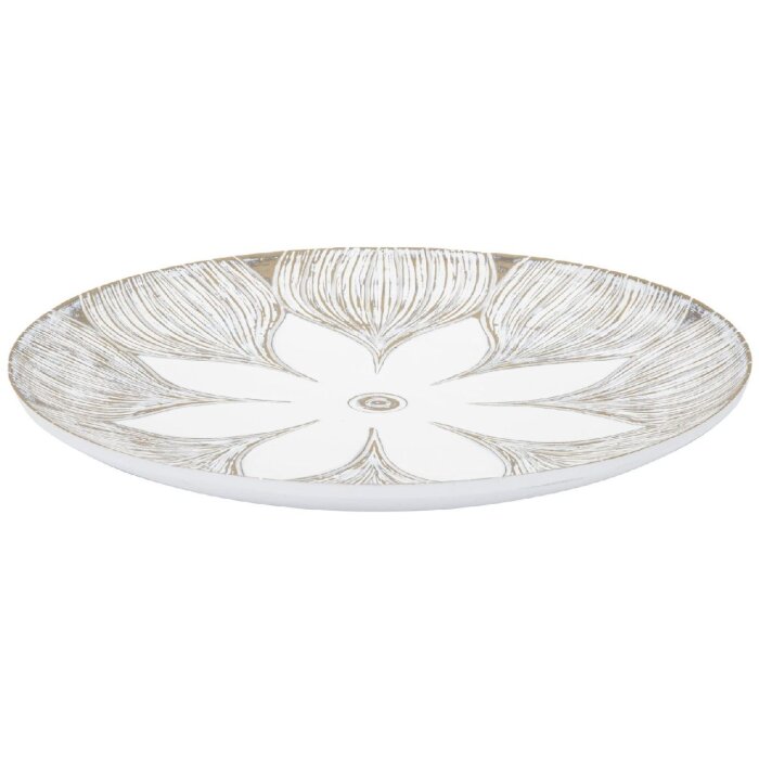 Mauro Ferretti Декоративный поднос Atene Polyresin White Wash Ø 35,5x4,4 см Бохо-шик