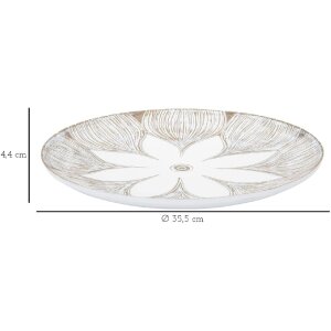 Mauro Ferretti Декоративный поднос Atene Polyresin White Wash Ø 35,5x4,4 см Бохо-шик