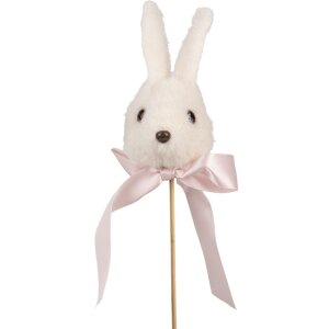 Clayre & Eef Plant Plug Rabbit White Pink 7x7x33 см