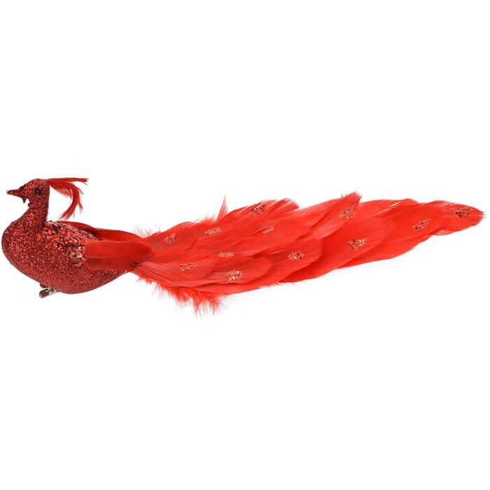 Clayre & Eef Dekovogel Rot 30x9x9 cm mit Clip Kunststoff Weihnachten