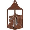 Clayre & Eef 6Y5776 Ліхтар 15x15x37 см Коричневий металевий мотив кота в античному стилі