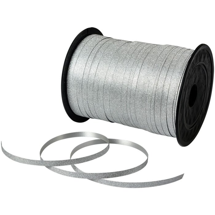 Clayre & Eef LI0148 Стрічка подарункова Срібна 0.5см x 228м блискітками