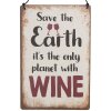 Текстовий знак Clayre & Eef 6Y5695 Save the Earth Вино 10x15см Залізо Бежевий Червоний