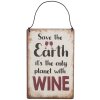 Текстовий знак Clayre & Eef 6Y5695 Save the Earth Вино 10x15см Залізо Бежевий Червоний