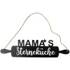 Clayre & Eef Текстова табличка Mamas star kitchen чорна 50x1x14 см залізна джутова мотузка