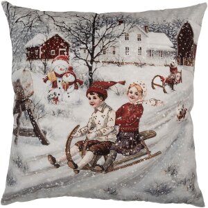 Clayre & Eef KT021.410 Чехол для подушки серо-красный...