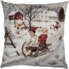 Clayre & Eef KT021.410 Чехол для подушки серо-красный 45x45 см зимний дизайн загородного дома