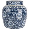 Clayre & Eef 6CE2138 Декоративный горшок с крышкой сине-белый Ø 13x13 см