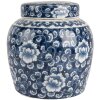 Clayre & Eef 6CE2138 Декоративный горшок с крышкой сине-белый Ø 13x13 см
