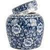 Clayre & Eef 6CE2138 Декоративный горшок с крышкой сине-белый Ø 13x13 см