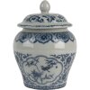 Clayre & Eef 6CE2143 Декоративный горшок с крышкой керамический серо-голубой Ø 9x13 см
