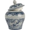 Clayre & Eef 6CE2143 Декоративный горшок с крышкой керамический серо-голубой Ø 9x13 см