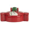 Горщик для зберігання Clayre & Eef 6CE2148 з кришкою керамічний червоний 14x10x8 см в стилі кантрі