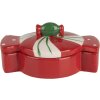 Горщик для зберігання Clayre & Eef 6CE2148 з кришкою керамічний червоний 14x10x8 см в стилі кантрі