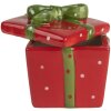 Горщик для зберігання Clayre & Eef 6CE2149 з кришкою червоно-зелений 9x9x11 см в стилі кантрі