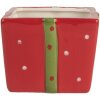 Горщик для зберігання Clayre & Eef 6CE2149 з кришкою червоно-зелений 9x9x11 см в стилі кантрі