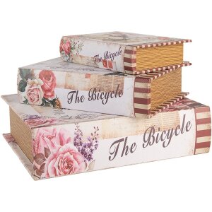 Clayre & Eef 66254 Набір коробок для зберігання 3 шт. в ретро-вінтажному стилі з бежево-рожевого дерева