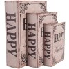 Clayre & Eef 66255 Набор из 3 коробок для хранения в стиле ретро Винтаж Дерево бежево-коричневый