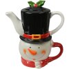 Чайник для одного "Tea for One" Сніговик Кераміка Білий Червоний 525мл