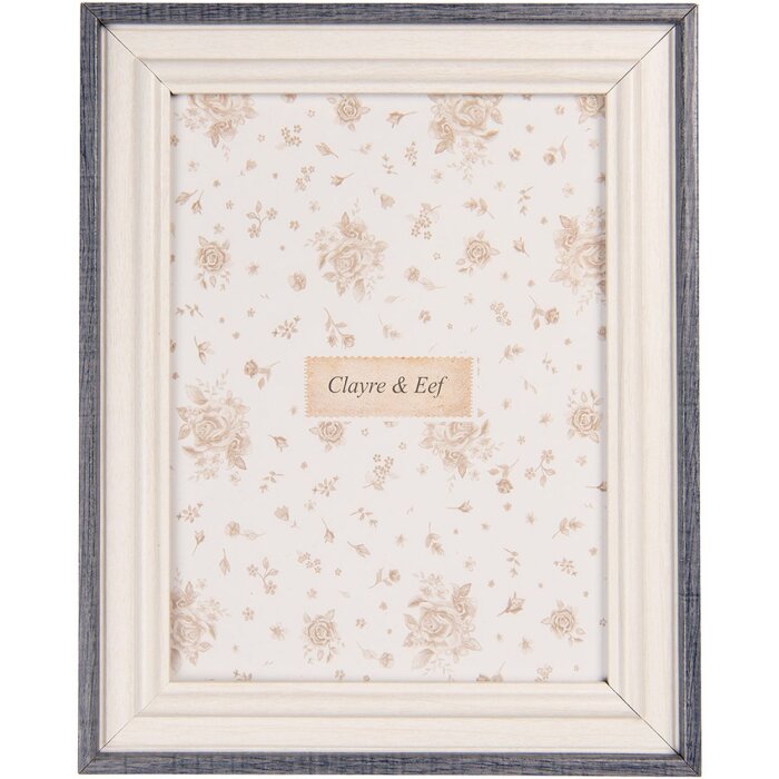 Clayre & Eef 2F1226S Рамка для фото Бело-голубая 10x15 см в стиле кантри MDF стекло