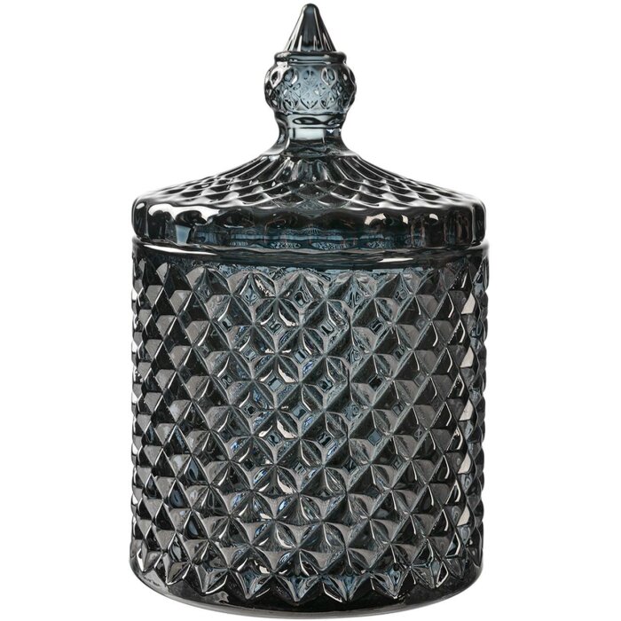Clayre & Eef 6GL4722 Банка для зберігання з кришкою скляна сіра Ø 9x14 см Класична