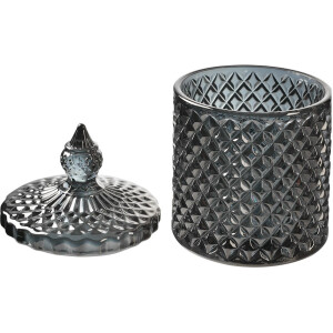 Clayre & Eef 6GL4722 Банка для зберігання з кришкою скляна сіра Ø 9x14 см Класична