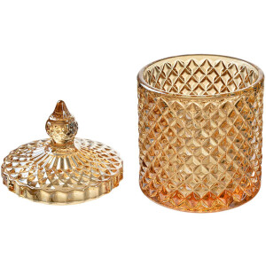 Скляна банка з кришкою Clayre & Eef, жовта Ø9x14 см