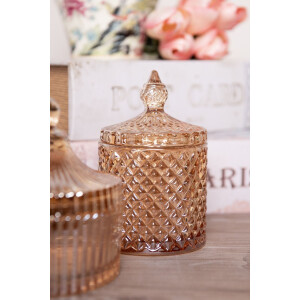 Скляна банка з кришкою Clayre & Eef, жовта Ø9x14 см